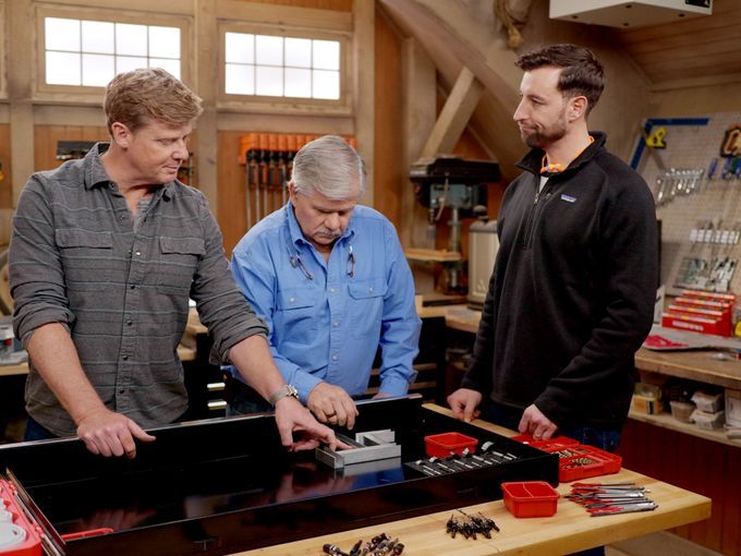 S22 E25: Kevin O'Connor, Tom Silva, and Zack Dettmore create u-channel drawer storage for drill bits