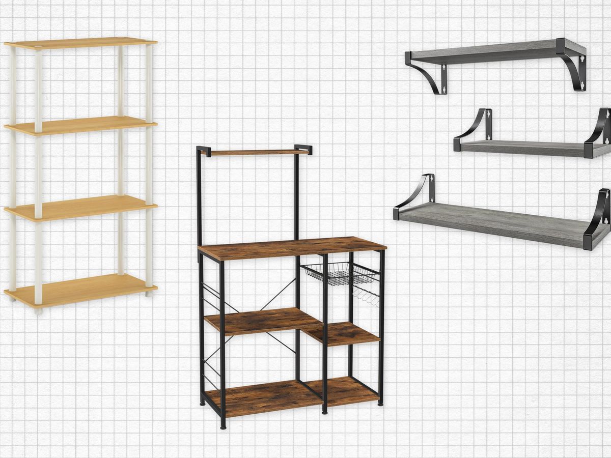 Best Kitchen Shelves on a gray graph paper backdrop.